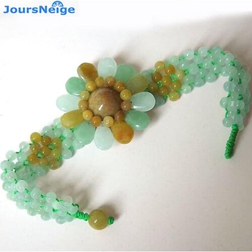 Fine Three colors Natural Stone Bracelets Round Beads Hand Weave Sun Flower Bracelet Single lap Jewelry Accessories