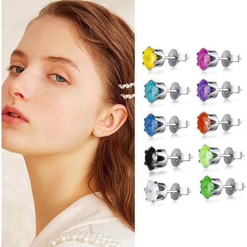 Cubic Zirconia Stud Earrings for Women, Rould Studs, Danity CZ Small Cute Ear Post Hypoallergenic