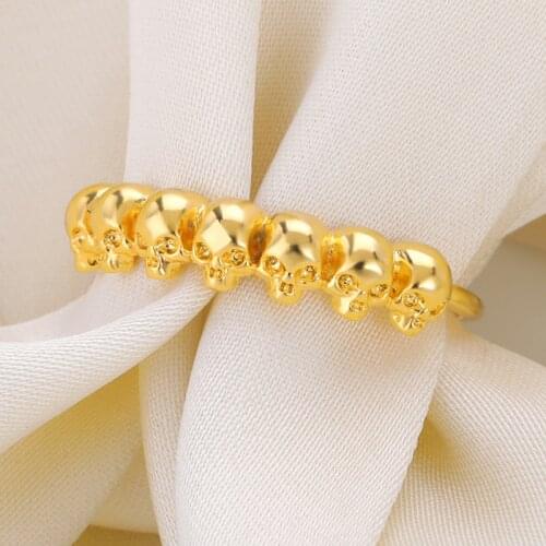 Gothic Skeleton Skull Rings Gold Silver color Mens Punk Party Ring Couple Accessories Vintage Jewelry For Women Bague Bijoux