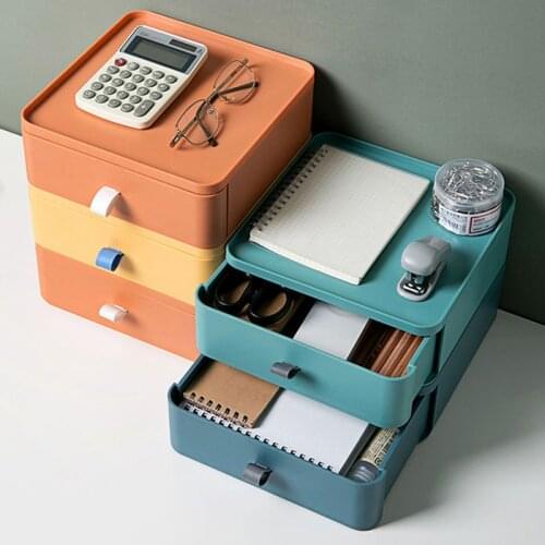 Desktop Storage Box Drawer Belt Handle Storage Box Stackable Plus Layers Of Cosmetic Stationery Storage Box