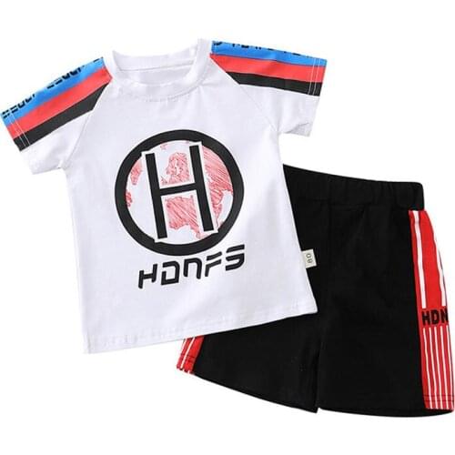 New Kids Clothing Sets Print Baby Boys Clothes O-neck Childrens Clothing T-Shirt+Shorts 2 Pcs Boy Clothing Casual Sport Suits