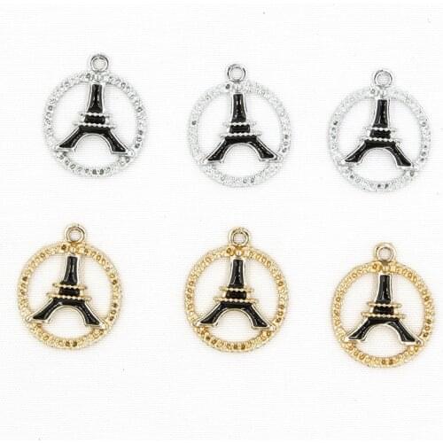 Newest 50PCS Gold Silver Tone Zinc Alloy Round Hallow Out Oil Drop Tower Jewelry Pendant Charms DIY Ornament Accessories 17*20mm