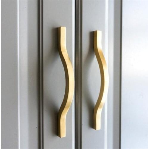 New Nordic Light Luxury Brass Arc Arch Bridge Shaped Handle Wardrobe Shoe Drawer Knob Handles Cabinet Door Pulls