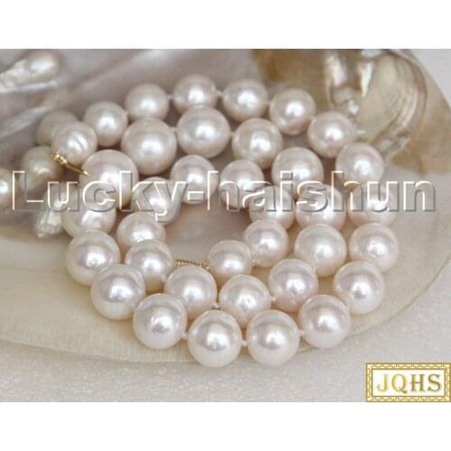 LUSTER NATURAL 17" 13MM ROUND WHITE SOUTH SEA PEARL NECKLACE 14K SOLID CLASP C243