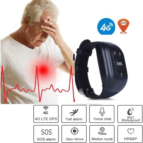 4G LTE Personal GPS Tracker RF-V48 Fall-down Alert Smart Bracelet Audio Call SOS Help for Elderly Kids Waterproof IP67
