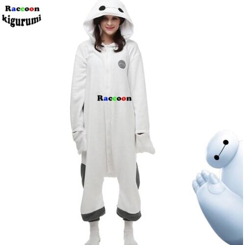 Big Hero Men Kigurumi Adults Onesie Cartoon Pajamas Role-Play Animal Cosplay Costume For Halloween One-Piece Pijama White Onsie