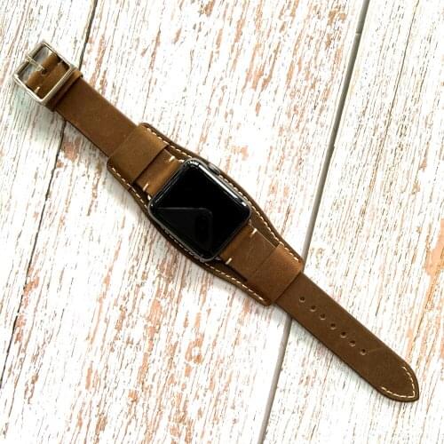 Luxury Punk Cowhide Bracelet For Apple Watch Band 40mm 44mm 38mm 42mm Genuine Leather Strap For Apple iWatch Series 1 2 3 4 5