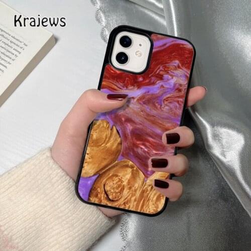 Krajews Luxury Wood Resin Protective coque Phone Case for iPhone 12 mini 5 6S 7 8 PLUS X XS XR 11 PRO MAX SE 2020 Cover Shell
