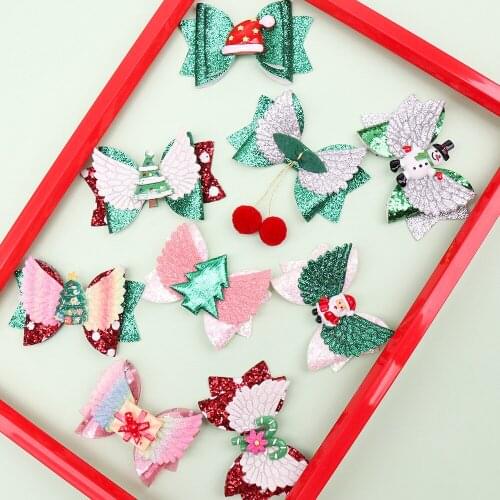 Christmas Kids Bow Hair Clip For children Girl accessories Hairpin Santa Claus Headwear для волос аксессуары 2020 для детей