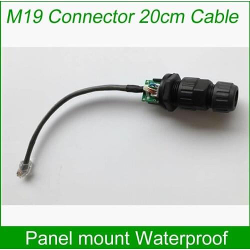 M19 RJ45 Panel Mount Connector Gigabit Ethernet Adapter With 20cm LAN Cable Waterproof IP67