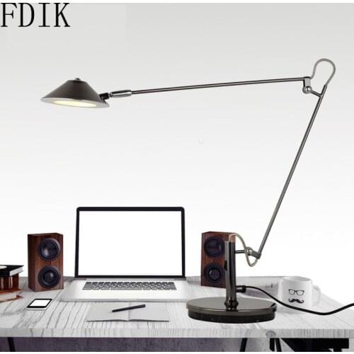 Nordic Vintage Metal Led Table Light American Long Arm Reading Lamp for Study Room Office Indoor Lighting Industrial Desk Lamp