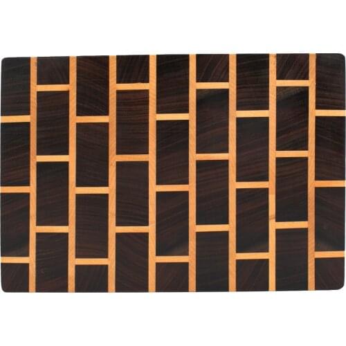 Soandora End Grain Cutting Board Walnut Iroko Maple Brick Wall Pattern