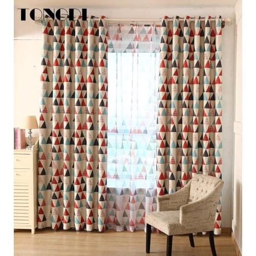 TONGDI Children Blackout Curtains Cartoon Printing Triangular For Home Bedroom Living Room Window Blind Panel Noise Reducing