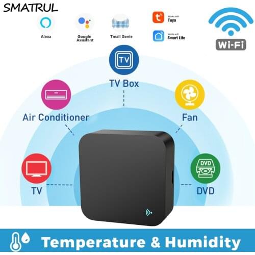 SMATRUL Tuya Smart Wifi IR Remote Control Universal Temperature Humidity Sensor For Air Conditioner Fan TV DVD Alexa Google Home