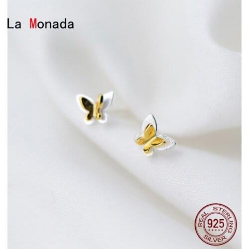 La Monada Insect Gold Butterfly Earings Studs 925 Sterling Silver Fine In Jewelry Stud Earrings For Women Silver 925 Korean