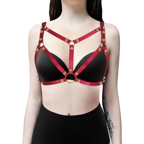 Women Open Chest Bondage Harness Halter Lingerie Punk Female Sexy Cage Bra Erotic Gothic Suspenders Garter Belt Costume Fetish