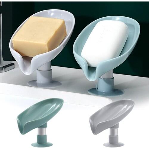 1 Pc Drain Soap Box Leaf Soap Box Creative Home Furnish Free Perforation Suction Cup Soap Box Personality Cute Drain Soap Shelf