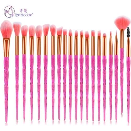 20Pcs Diamond Makeup Brushes Set Pink Gold For Eye Shadow Powder Foundation Lip Professional Cosmetic Beauty Make Up Brush