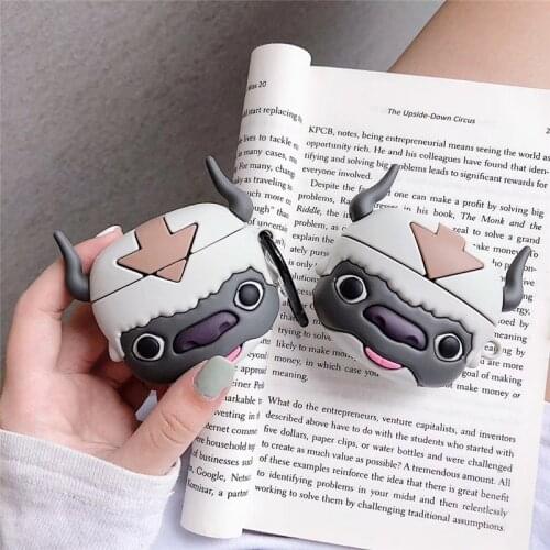 3D Funny Avatar Appa Flying Bull Cattle Protection Headphone Cover For Apple Bluetooth Headset Airpods 1 2 3 Pro Earphone Case