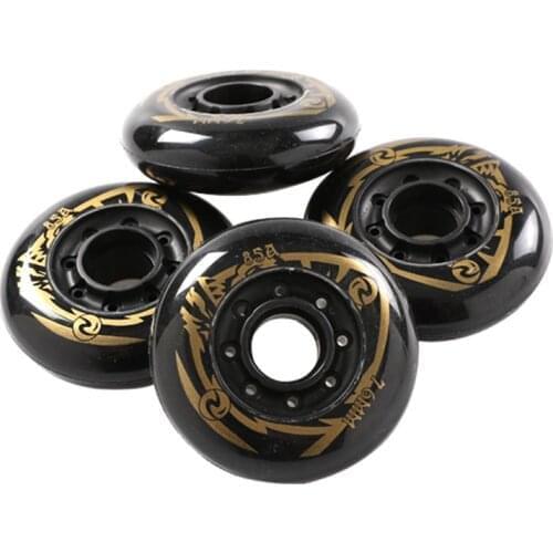 8pcs/set 85A Roller Skate Wheels Brush Street High Elastic Wear-resistant Brake Straight Pulley Flat Flower Wheel 72mm/76mm/80mm