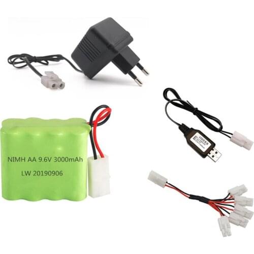 9.6v 3000mah Battery + USB Charger For Rc toys Car Tank Train Robot Boat Gun AA Ni-MH 9.6v 2400mah NiMH Battery Pack