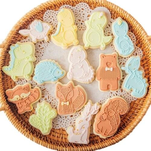 Acrylic Animal Embossed Mold Fondant Sugar Craft Cookies Embosser Cutter Embosser Stamp Fondant Cake Decorating Tools