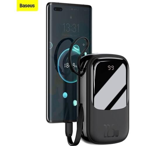 Baseus 10000mah Power Bank 15W Phone Charger 4 Output 2 Input Digital Display Battery Powerbank Portable Charger For iP Samsung