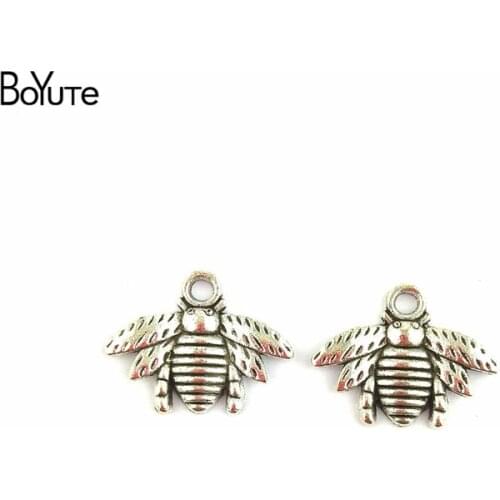 BoYuTe (100 Pieces/Lot) 17*21MM Zinc Alloy Bee Charms Pendant Antique Bronze Silver Plated Charm Jewelry Findings Accessories