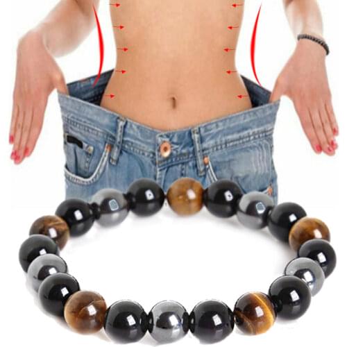 Natural Obsidian Stone Braceket Magnet Tiger Eye Beaded Bracelets Slimming Bracelet Healthy Weight Loss Jewelry Women Men