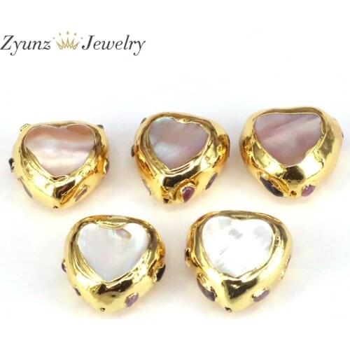 10PCS, Natural white shell heart beads jewelry findings beads diy spacer beads