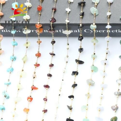 1M Handmade Gold Wire Chain irregular stone Beads for Necklaces Bracelets Anklet Making DIY Jewelry Findings