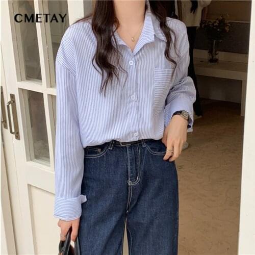 Женские рубашки в полоску CMETAY China At AliExpress