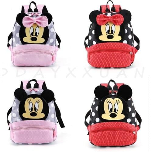 Disney Mickey mouse Childrens School Bag Kindergarten Boy Girl Baby Backpack Minnie Cute Plush Bag Anime Backpack Kids Gifts