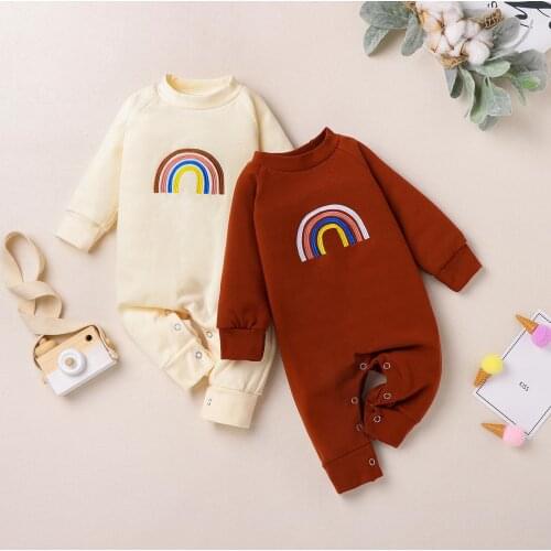 Baby Girls Boys Romper Long Sleeve Cute Rainbow Jumpsuits Clothes Overalls Newborn Jumpsuit Costume Toddler Clothes Outfits
