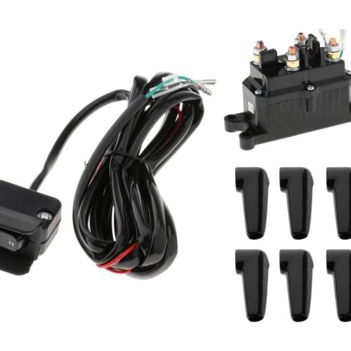 12V Winch Solenoid Relay Winch Rocker Thumb Switch Combo Kit for ATV UTV 2000-5000lbs