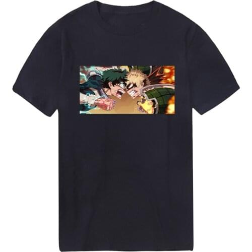 Mans My Hero Academy T-shirts Summer Harajuku Cotton Oversize Tshirt Funny Clothing Tees Tops Man Outdoor Black Homme Camiaetas