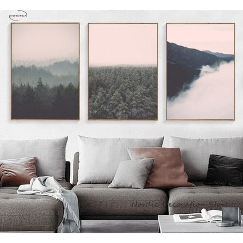 Pink Landscape Beautiful scenery Printed Painting On Canvas Nordic Unframed Art Picture Wall Poster Living Room Decor