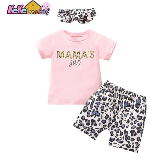 3Pcs Baby Summer Clothes Sets Newborn Toddler Girls Letter T-shirt Pants Romper Headband Outfit New Born Infant Clothing Set