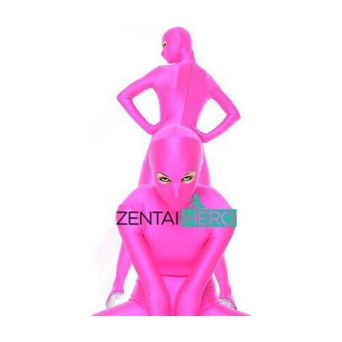 Free Shipping Cheap Hot Pink Color Full Body Lycra Spandex Fuchsia Sexy Zentai Bodysuit with Open Eyes MT193