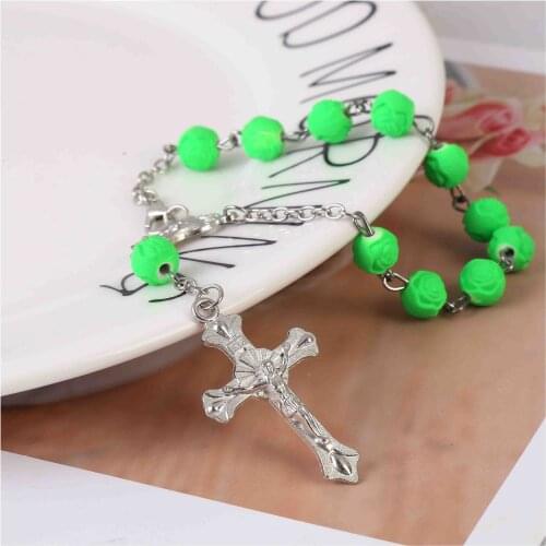12 Pieces Soft Sutra Cross Rosary Bracelet Cross Bracelet Catholic Children Rosary Catholic Communion Bracelet Baby Baptism Favo