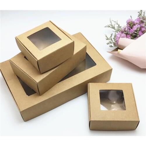 50pcs New 10Sizes Kraft Paper Aircraft Gift Boxes Handmade Soap Packing Box Jewelry/Cake/Handicraft/Candy Paper Gift Boxes