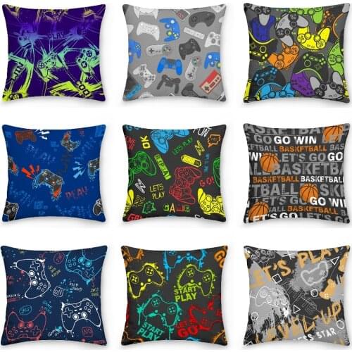Game Cushion Cove 45x45cm Gamepad Throw Pillow Case Gamer Boys Kids Gift Peach Skin Pillowcases Home Decor