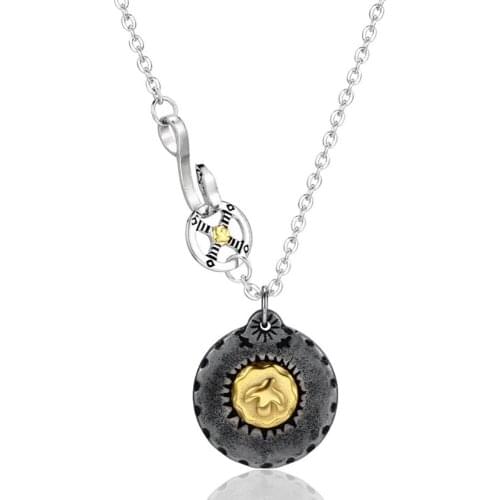 Stainless Steel Gold Flying Eagle Round Tag Pendant Necklace Punk Rock Jewelry Gift For Him with Chain