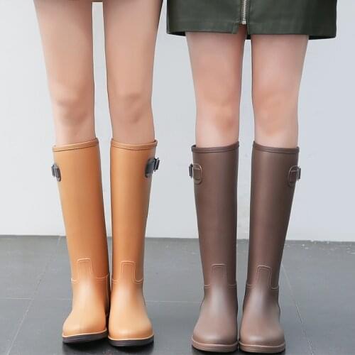 Simple Fashion Rain Boots Female Rain Boots Summer High Boots Water Boots Non-slip Rubber Shoes Ladies Water Shoes