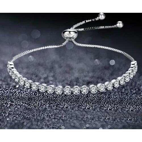 Luxury CZ Tennis Bracelet for Women Crystal Zircon Fashion Jewelry Adjustable Gold Silver Color Box Chain Bracelets Wholesale