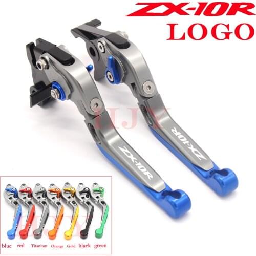 For KAWASAKI ZX-10R (2004-2005) ZX-10R (2006-2015) ZX 10R (2016-2017) Folding Extendable Brake Clutch Levers LOGO ZX-10R