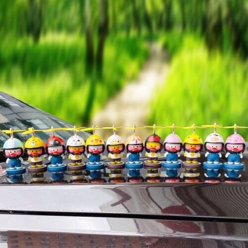 Car Decoration Cute Spiral Helmet Duck Ornaments Decoration Auto Center Console Doll Decoration Car Goods interior accessories