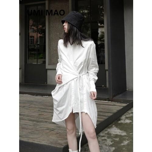 UMI MAO Yoji Yamamoto Dark Punk Deconstruction Niche Designer Asymmetric maxi Dress women Loose Long-sleeved Shirt