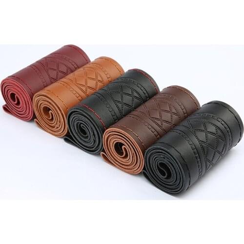 Car Four Seasons Universal Steering Wheel Leather Cover Non-slip Steering Wheel Cover Car Interior Modification Accessories