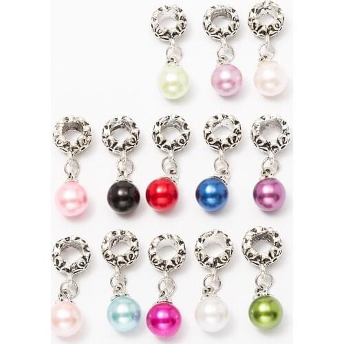 Mixed Pearl pendant Charms Beads Fit Pandora Charms Bracelet Women Fashion Bead 13pc/lots feng0016